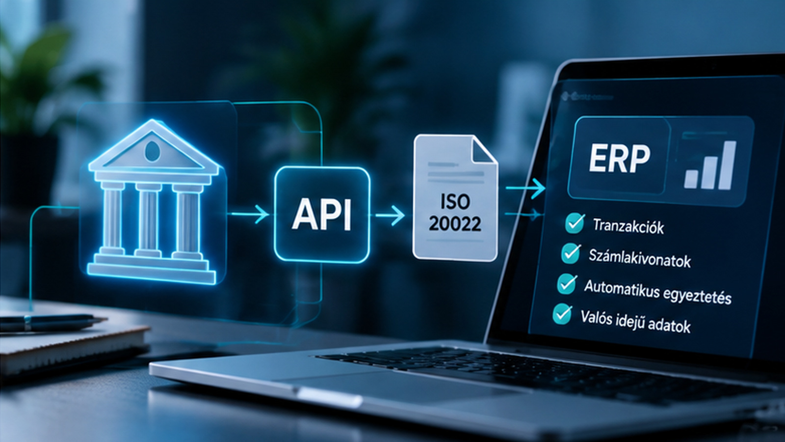 Banki API és ERP-rendszer közötti adatkapcsolat ISO 20022 alapú pénzügyi adatokkal